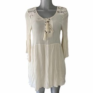 Clover & Scout Boho Dress Milkmaid Peasant Cottagecore Beach Gauzy Coquette S/M
